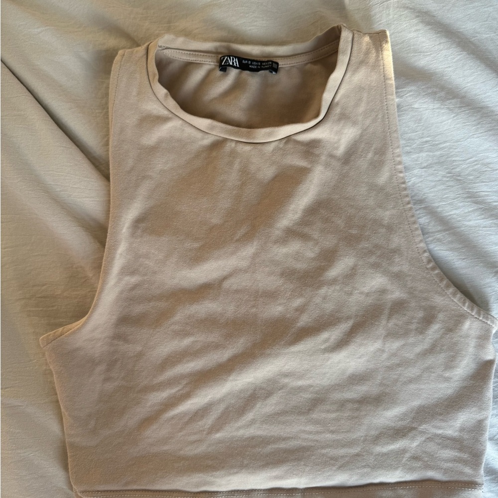 Zara Tan Sleeveless Crop Top